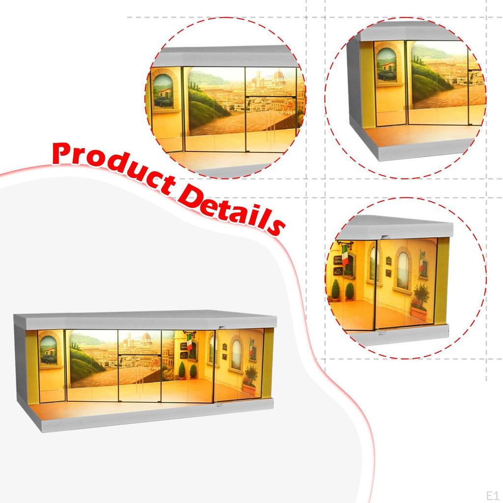 1/64 Model Car Display Case Miniature Scene City Street Diorama Decoration Scenario Photo Prop