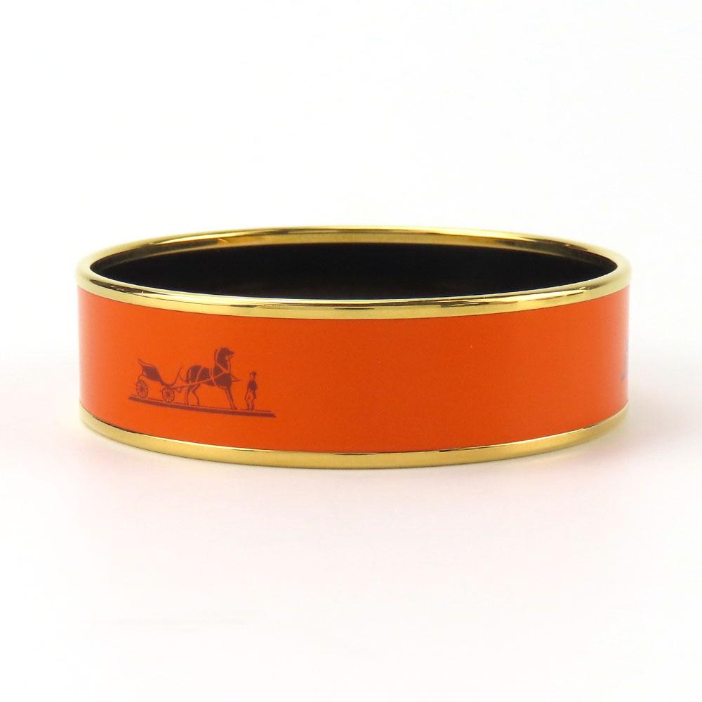 Used HERMES Bangle Emilel GM Metal 32.9g Orange Bracelet