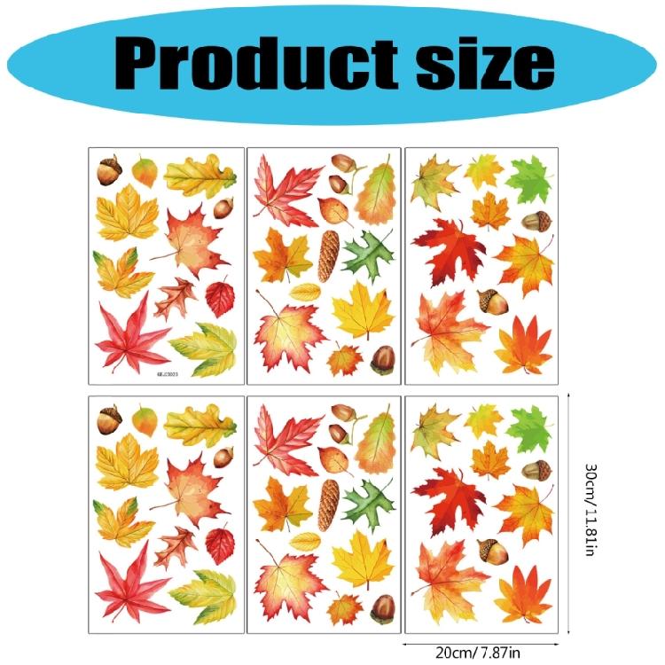 6PCS Themed Window Clings No Plastic Decorative Removable Leaf For Seasonal Home