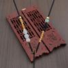Ethnic Style Braided Pendant Necklace with Asymmetrical Gold Thread Wrapping