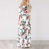 Women's Summer Long Dress Floral Print Boho Beach Dress Tunic Maxi Dress Evening Party Dress