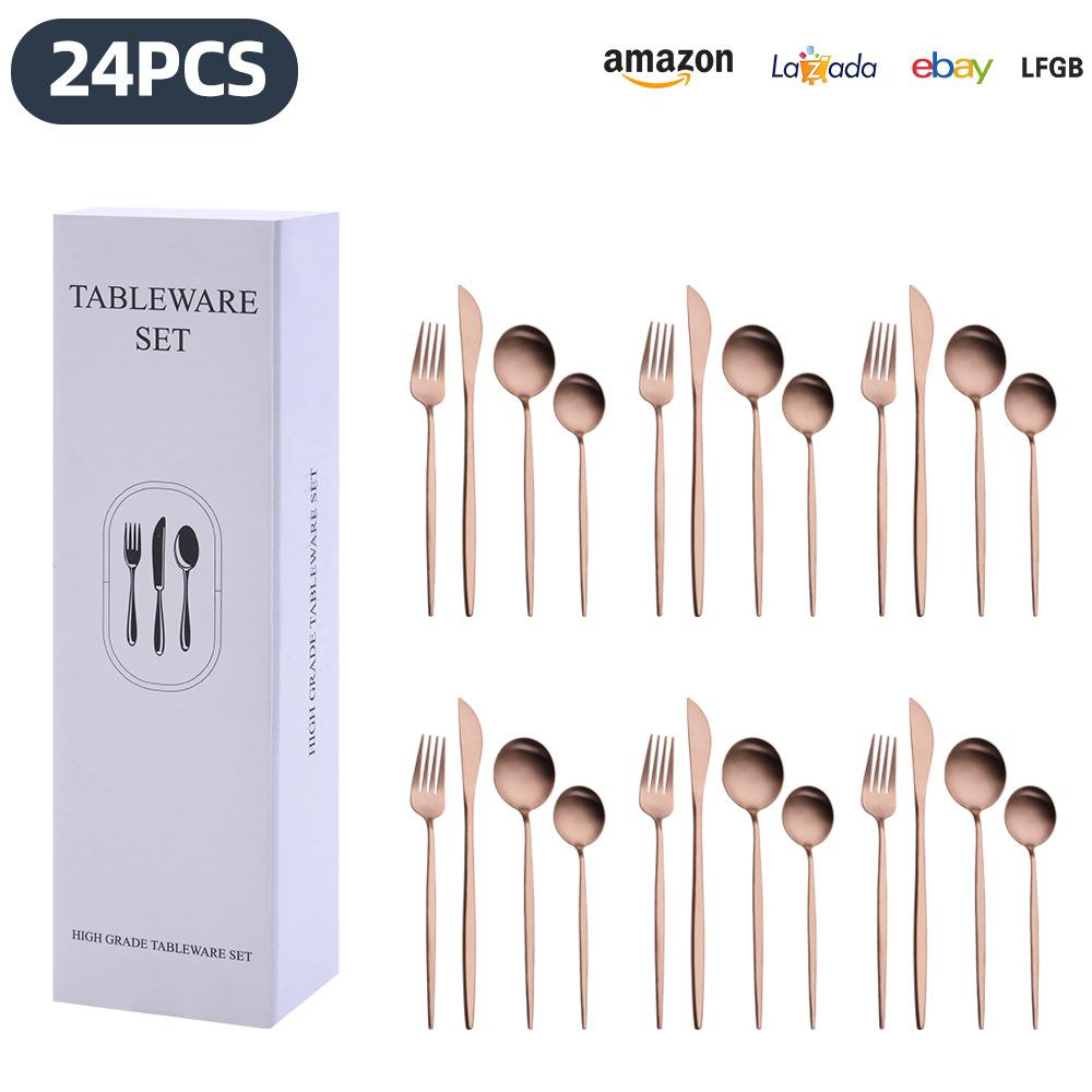 25 Years of New Stainless Steel Tableware Set, Tableware Portuguese Knives, Forks and Spoons 24-piece Gift Box Set