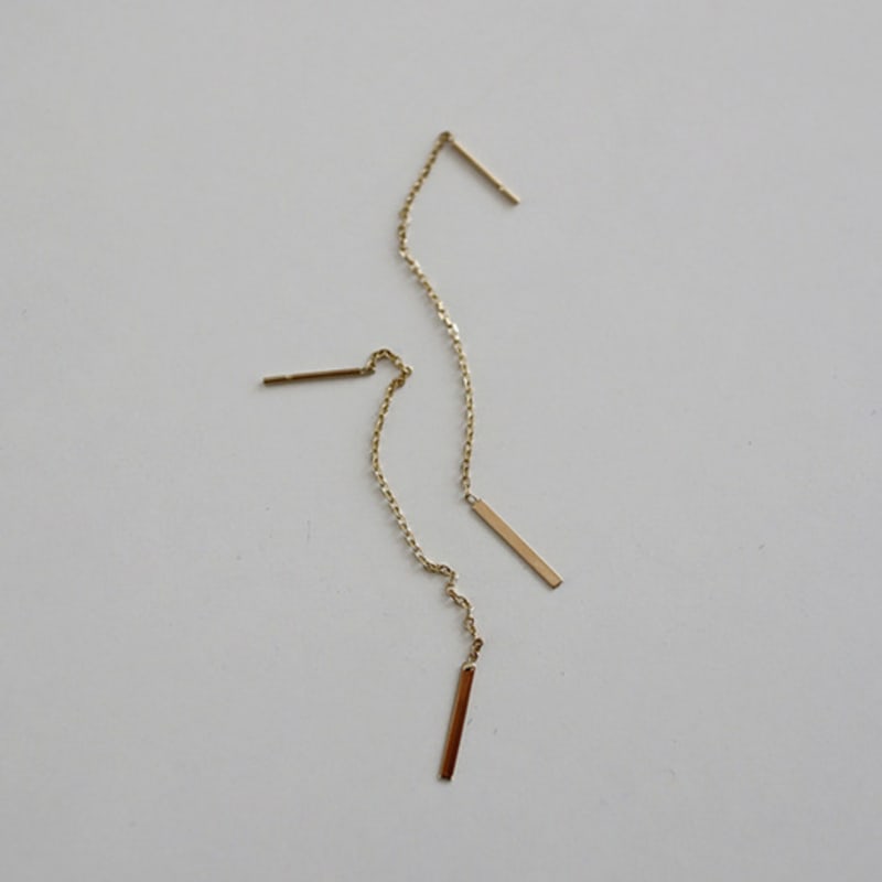 Modernlike 14k Gold Stick Chain Drop Earrings