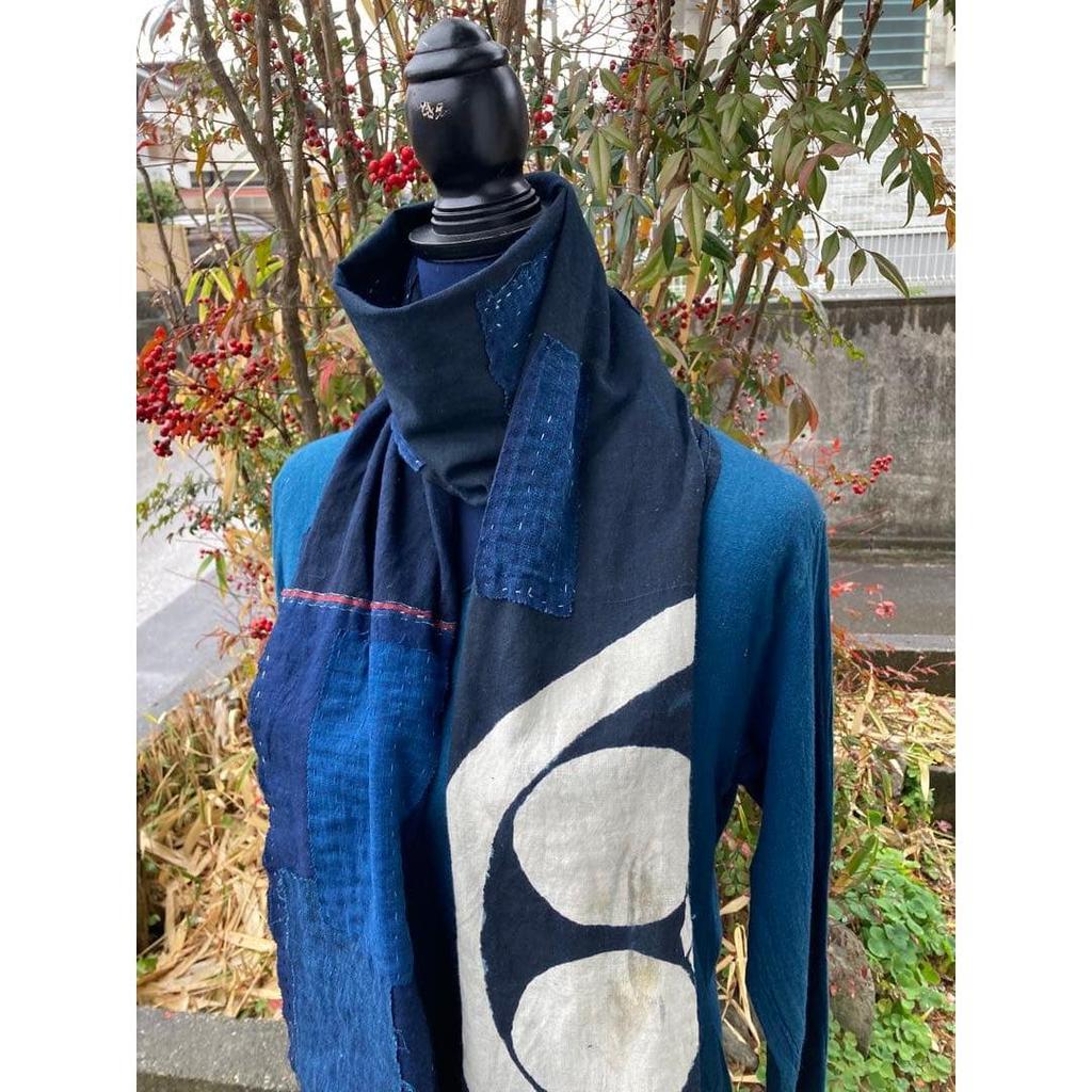 Used B33 Rags, Stole, Old Cloth, Remake, Indigo Dye, Tsutsugaki, Patchwork, Pieced Together