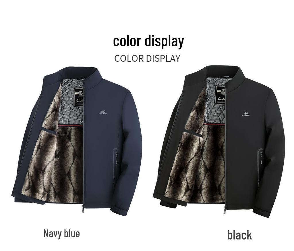 Specht 2025 Herbst Herren Fleecegefütterte Stehkragenjacke für Mittelalte & Ältere