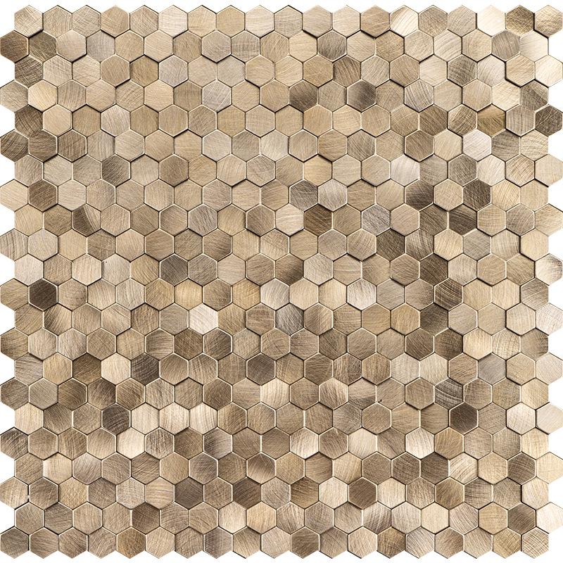 3D Sechseckige Metallmosaik Tapete für Wohnzimmer- und Badezimmerwände