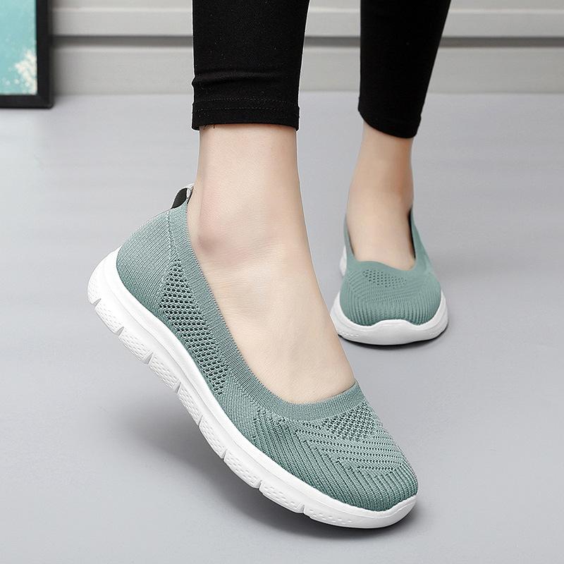 Spring breathable fashion shoes women's mesh casual sports shoes one pedal soft sole mother walking net shoes large size