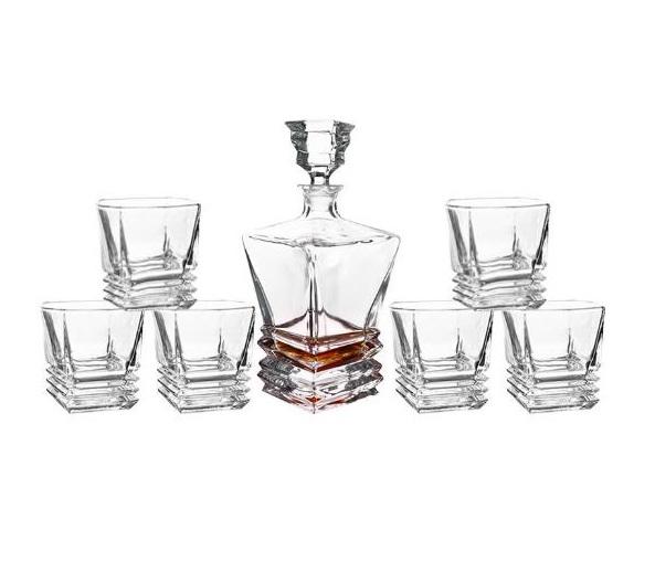 Bunte Kristallglasflasche und Tassen, Weinkaraffe, Whiskey, Likörgießer, Hausbar Wodka Bierflaschenglas, JR