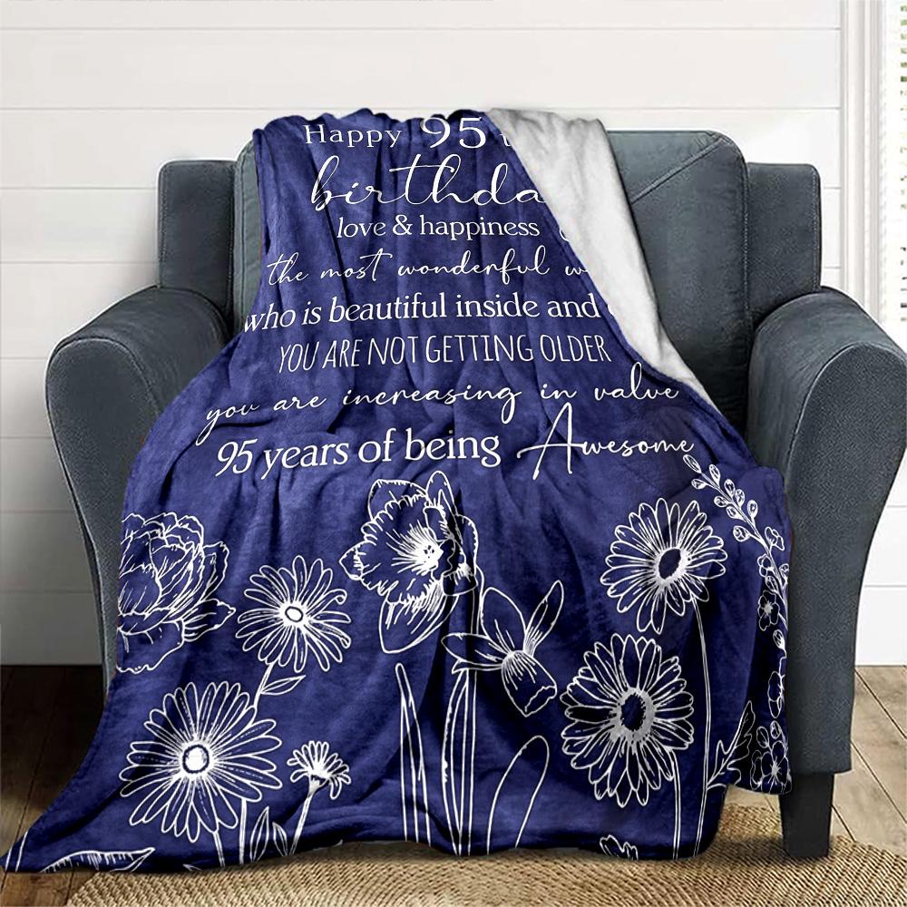 95Th Birthday Celebration Lightweight Blanket Comfortable Ure Throw For Sofa Couch Office Bed Picnics for All Occasions Digital Print Gift Y28