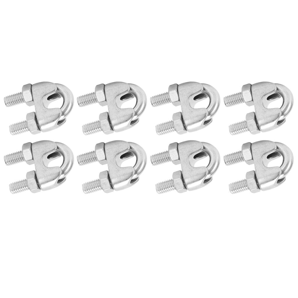 8 stk 38 tommer M10 rustfritt stål vaierklemmer U-bolt salfeste