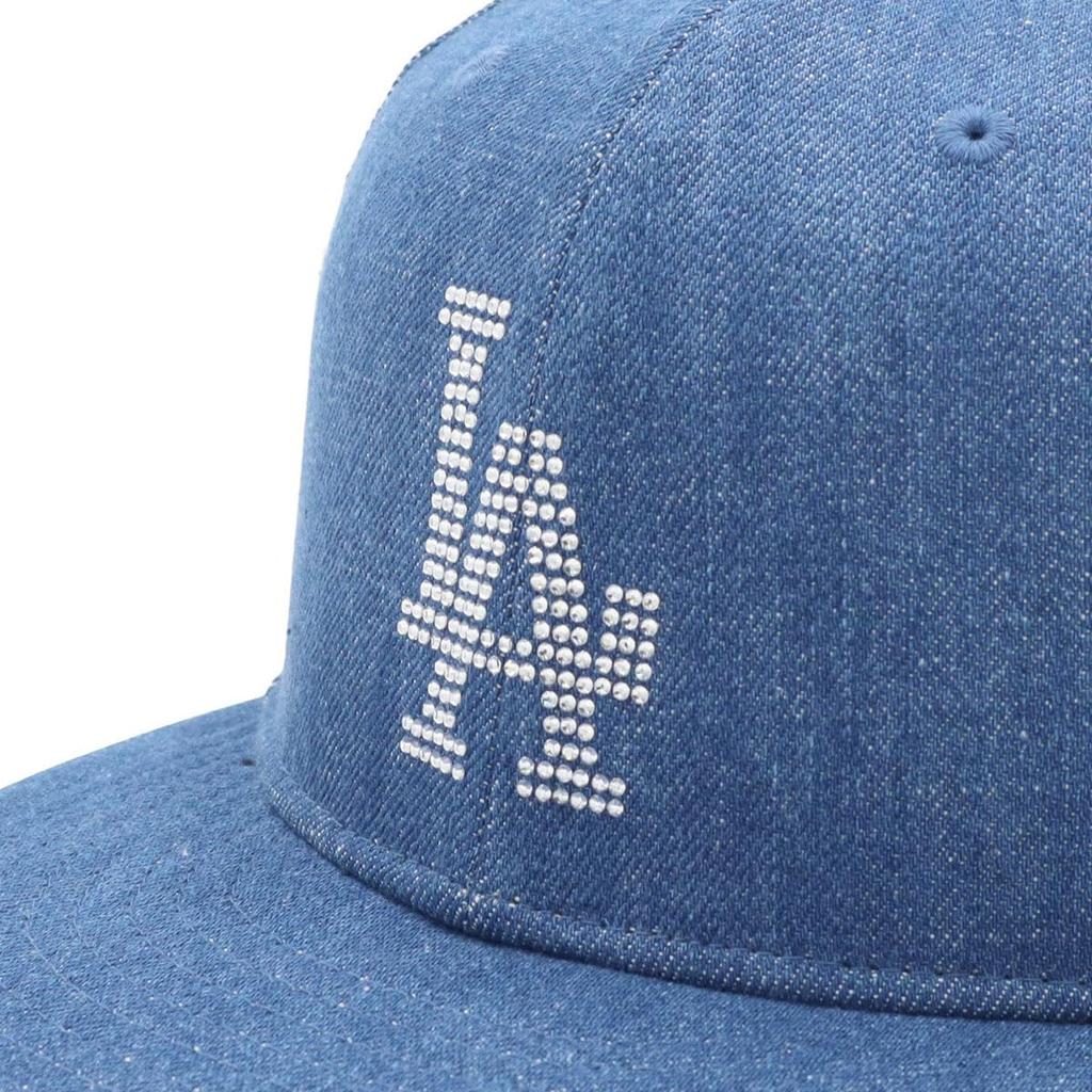New Era 59FIFTY Cap 15206612 NER37C6613 LA Washed Denim Rhinestone MLB Los Angeles Dodgers Flat Visor Unisex 7 3/8