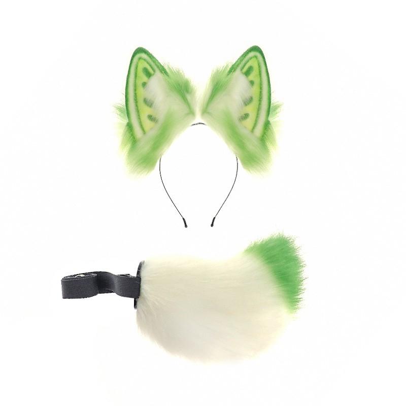 Lolita Rabbit Ears Headband With Tail Set Cosplay Accessory Anime Costume Hairband Adult Women