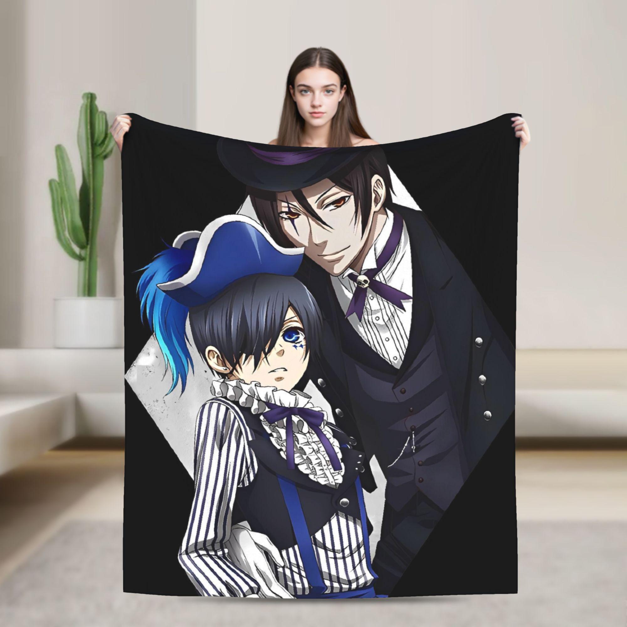 

Super Soft BlanketStudents Decorative Black Butlers Throw Blanket Flannel Bedspread For Couch Chair Fashion Sofa Bed Cover 75x90cm