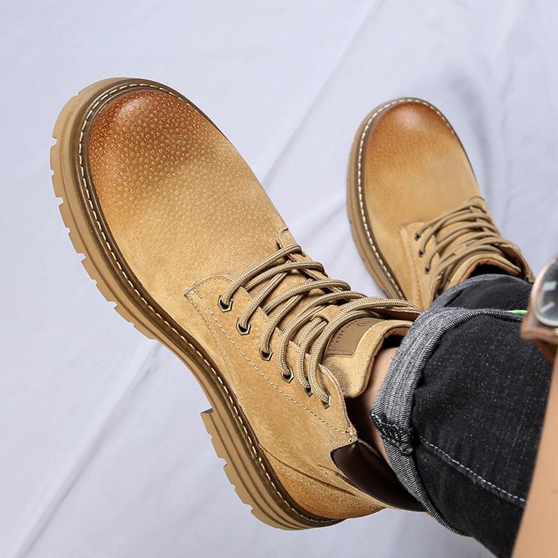 Travel Shoes Outdoor Genuine Leather Mens Ankle Boots Lace Up Chelsea Boots Men Luxury Brand Thick Soled Walking Boots Designer