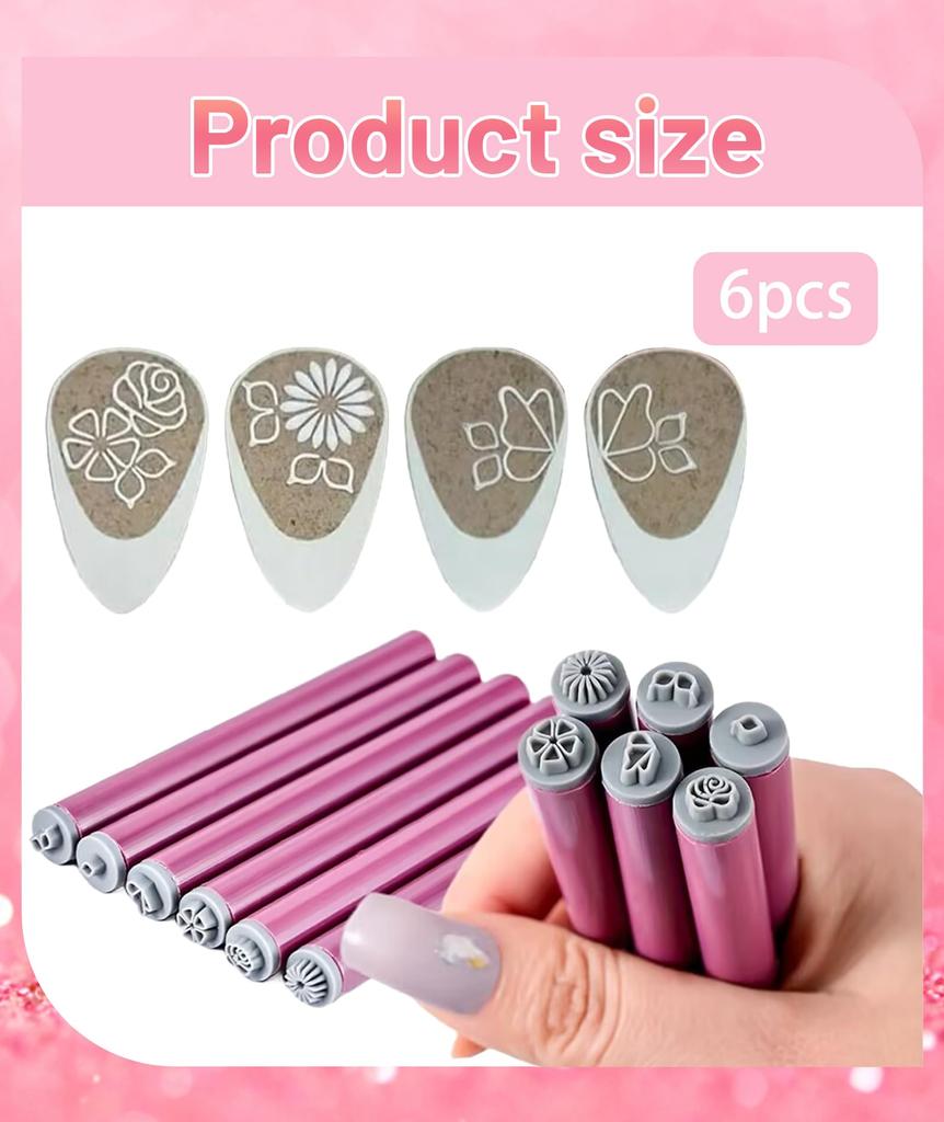 6 PCS Nail Art Kit for Women, Nail Art Set for Girls 6-15, Nails Stamping Kit with Creative Patterns, DIY Manicure Tools for Home Nails Design
