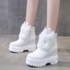 New Chunky Boots Women Rabbit Fur Waterproof High Platform Warm Sneakers Winter Leather Snow Boots 9.5CM Thick Sole Ankle Boots