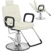 Beżowe krzesło fryzjerskie Physa KESWICK z zagłówkiem i podnóżkiem