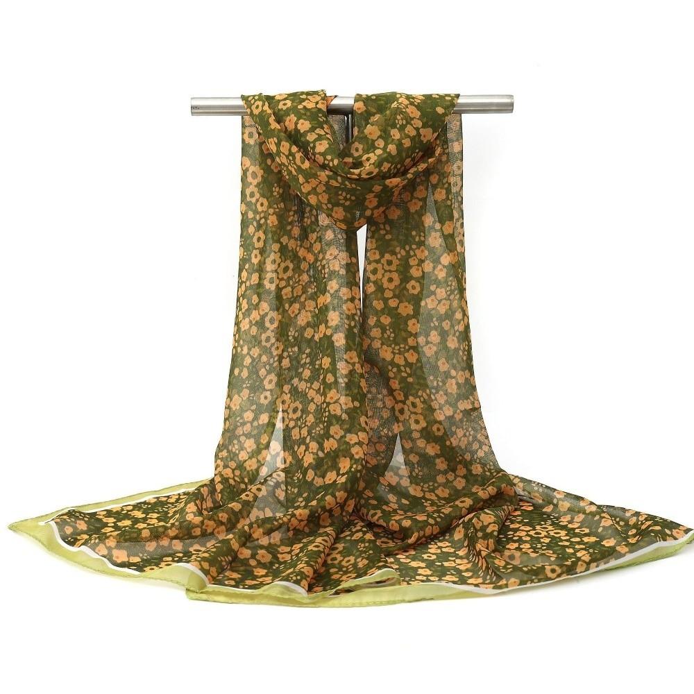 Floral Print Chiffon Scarf Long Female Wrap Shawls New Sunscreen Shawl  Summer
