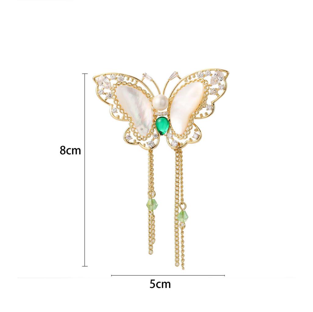 Snowflake & Butterfly Zircon Brooch with Freshwater Pearl for Women's Korean Style Suit Coat