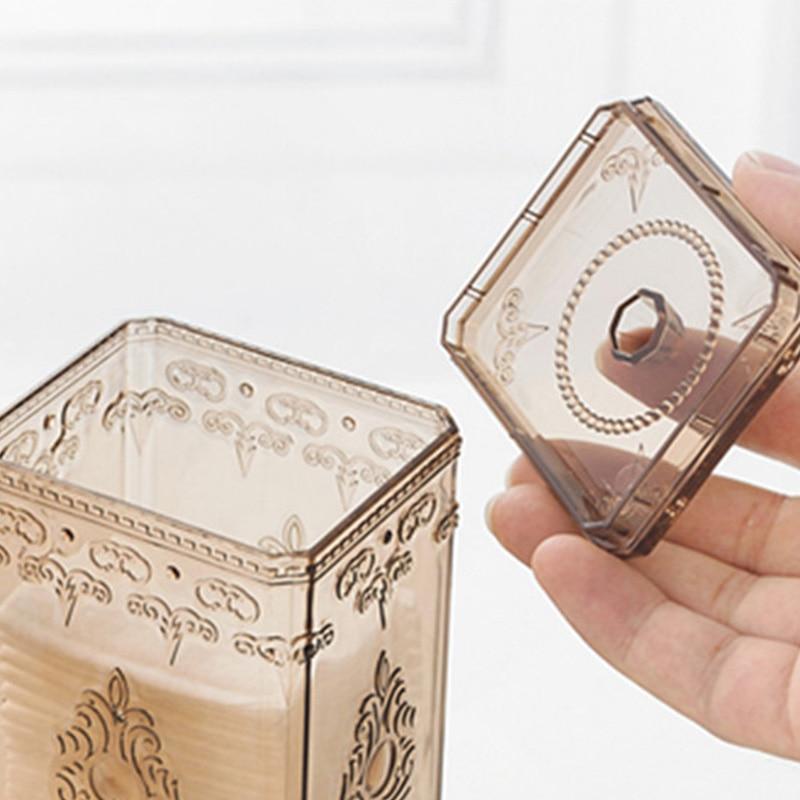 1pcs Desktop Cotton Pad Storage Box Plastic Transparent Box Creative European Cosmetics Storage Box WBL