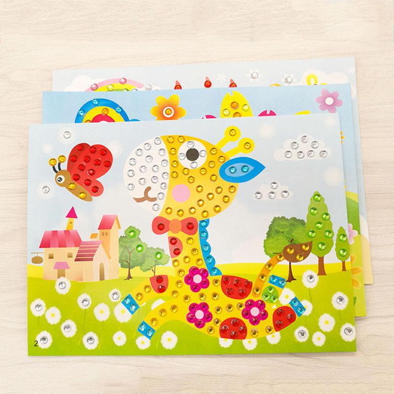 5~20 יחידות מדבקות יהלומים DIY לילדים מדבקות לילדים מתנה ציור פסיפס קריסטל ידני צעצועי פאזל צבע אקראי TMZ
