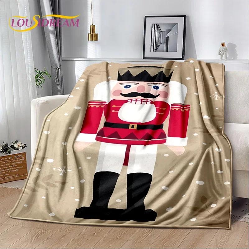 Christmas Tree New Year Nutcracker Cartoon Fairy Tales Blanket,Soft Throw Blanket for Home Bedroom Bed Sofa Cover Child Gift