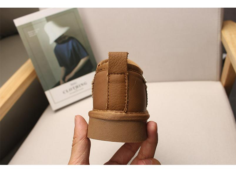 Echte Leder Kinder Winter Schneestiefel - Jungen & Mädchen Dicke Warme Baumwolle Kurze Stiefel 2025