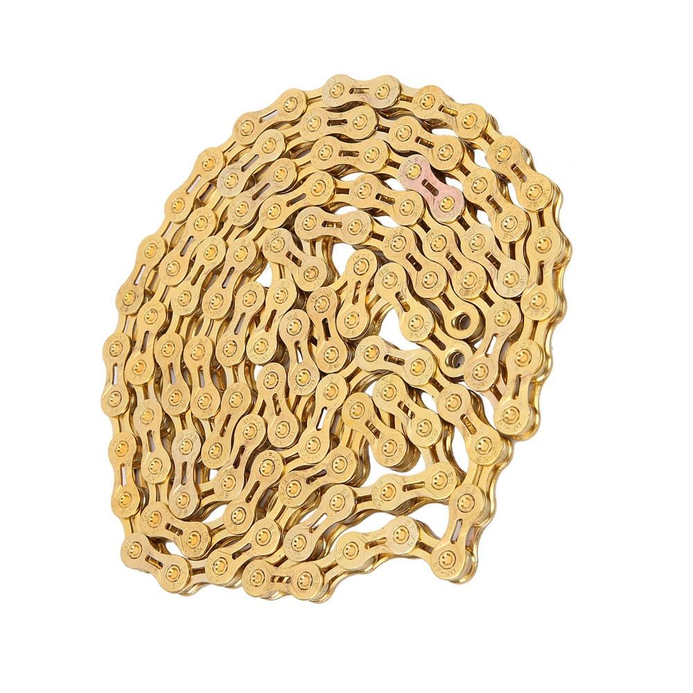 9 Speed 116 Links Bicycle Chain Gold Road Bike Chain Durable Mountain Bike Chain  for Road Bicycle
