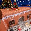 Tablecloth Christmas Gingerbread House Tablecloth Open Tent With Festive Village Playhouse Design For Gingerbread Party Decor