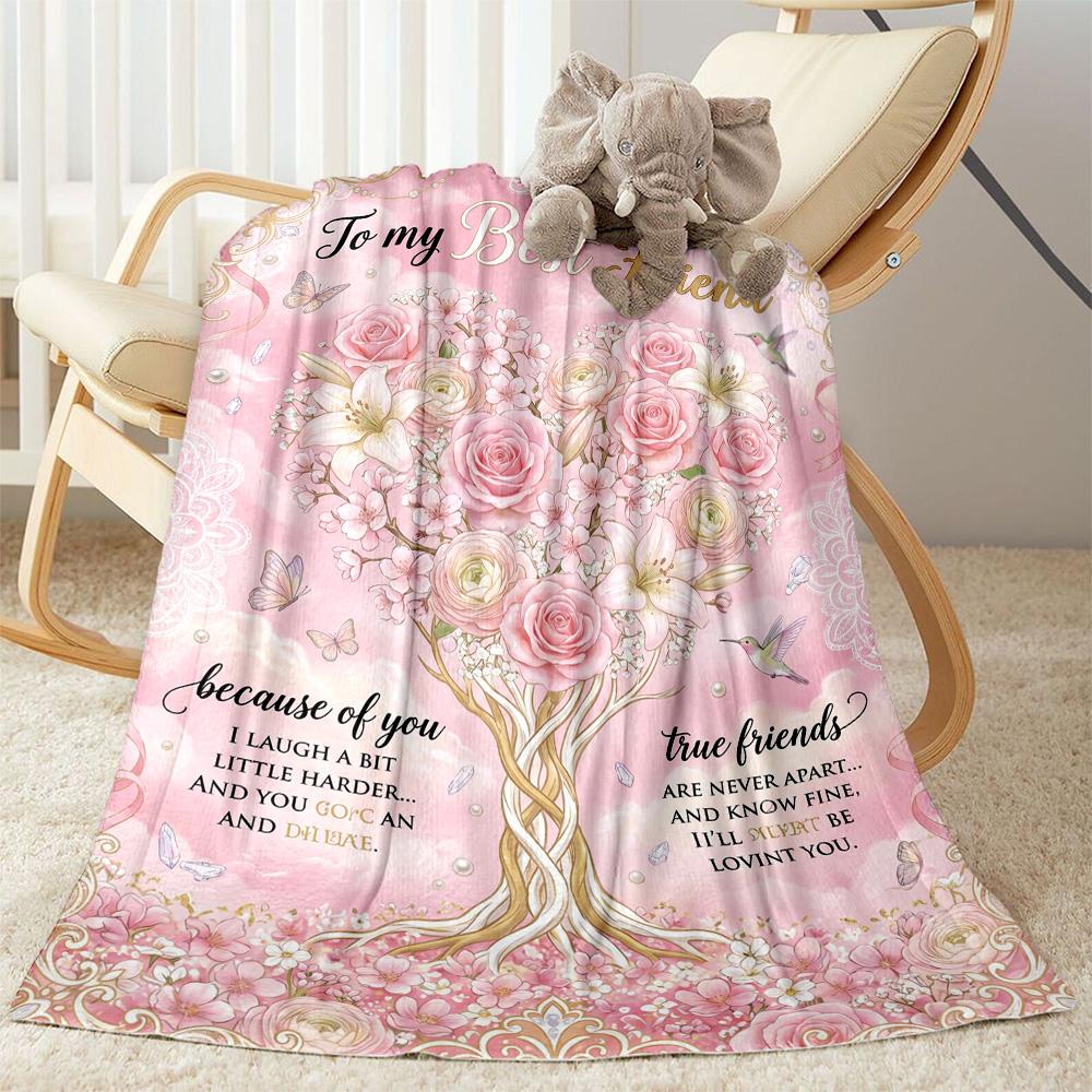 Friendship Poem Blanket Blanket Comfortable Great for Chair Seaside Livingroom Four Seasons Multipurpose Modern