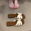 Sheepskin Version! Retro Brown Sandals Women's Summer Square Head One-word Open-toe Rear Strap Thick Heel Casual Roman Shoes