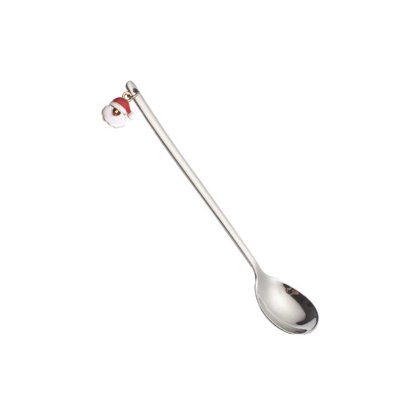 Christmas Spoon With Elk Christmas Tree Pendant Stainless Steel Coffee Spoon Tea Spoon Dessert Scoop Xmas Decoration Gifts