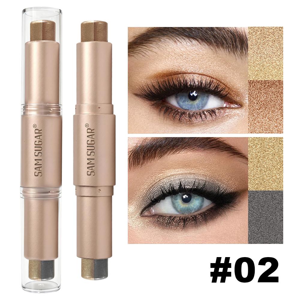 3D Schichtiger Augen-Look Doppelendiger 4-Farben Lidschattenstift Doppelseitiger Zweifarbiger Schimmernder Creme-Lidschattenstift Langanhaltender Wischfester Augen-Kosmetikartikel 02 white