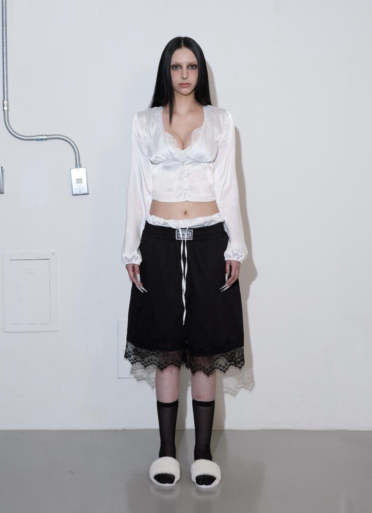 MLK Logo Satin Lace Pants (Black)
