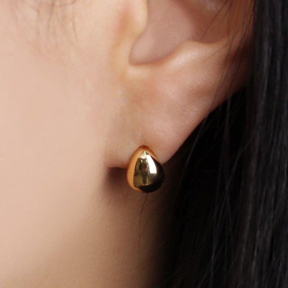 Gold Ball Earrings, Silver 925, Daily Water Drop Gold-Plated Earring (Wfix7Ah)