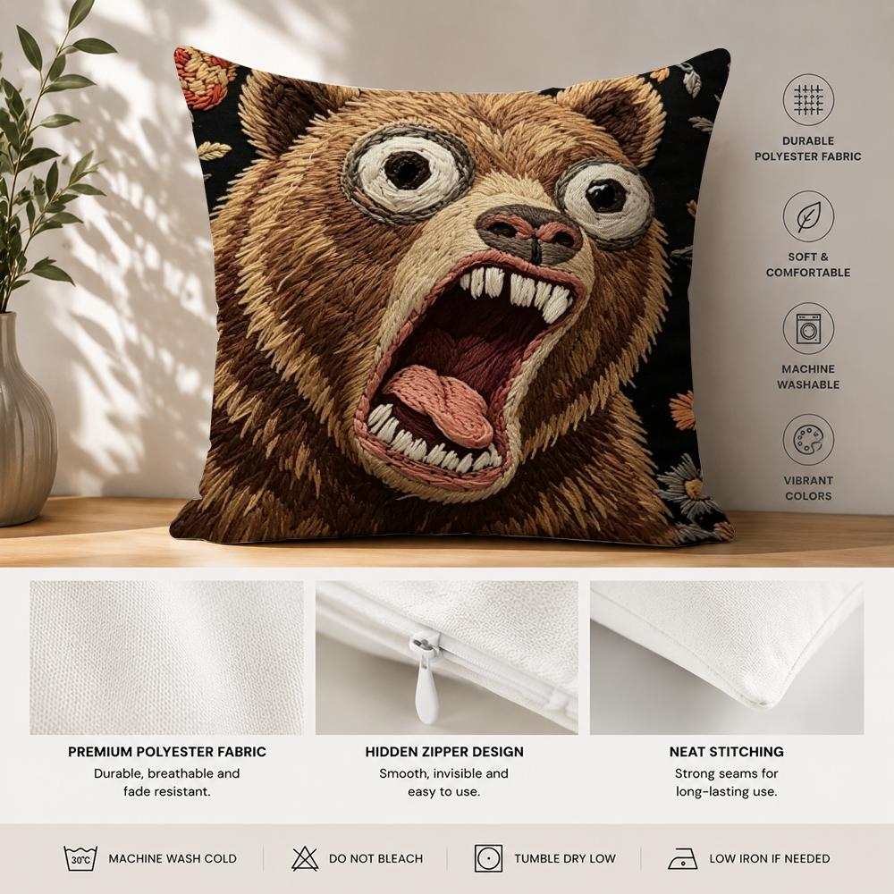 2D Scream Animals Retro Kissenbezug Seidiger Kurzer Plüsch Unsichtbarer Reißverschluss Staubdicht Sofakissenbezug Für Heimdekoration