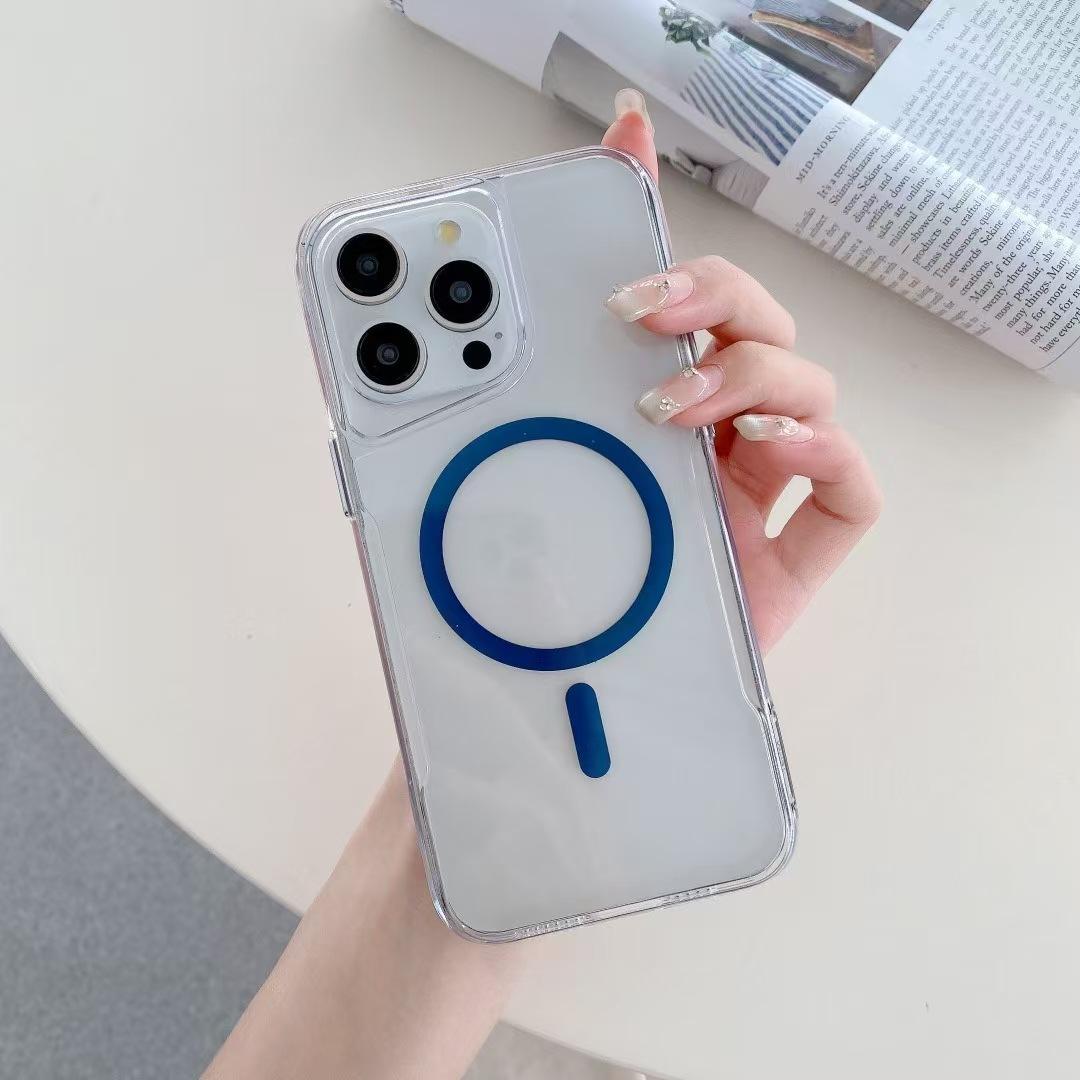 

Подходит для iPhone16promax Чехол для мобильного телефона Прозрачный магнитный присоска Apple 15/14 Малый поясной чехол против падения Space Apple 16Plus