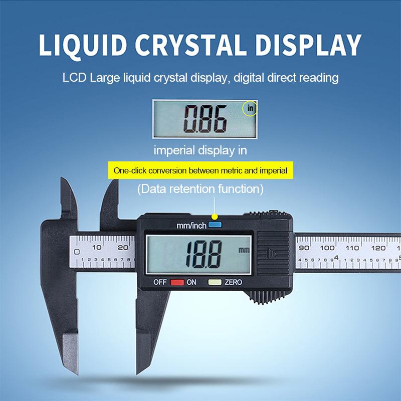 0-100mm 0-150mm Electronic Digital Caliper Carbon Fibre Vernier Calipers Plastic Gauge Micrometer Ruler Measuring Tools