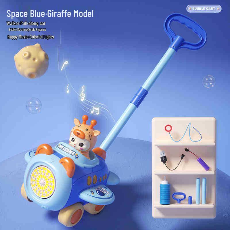 Electric Bubble Blowing Airplane Walker for Kids with Sound & Light Effects