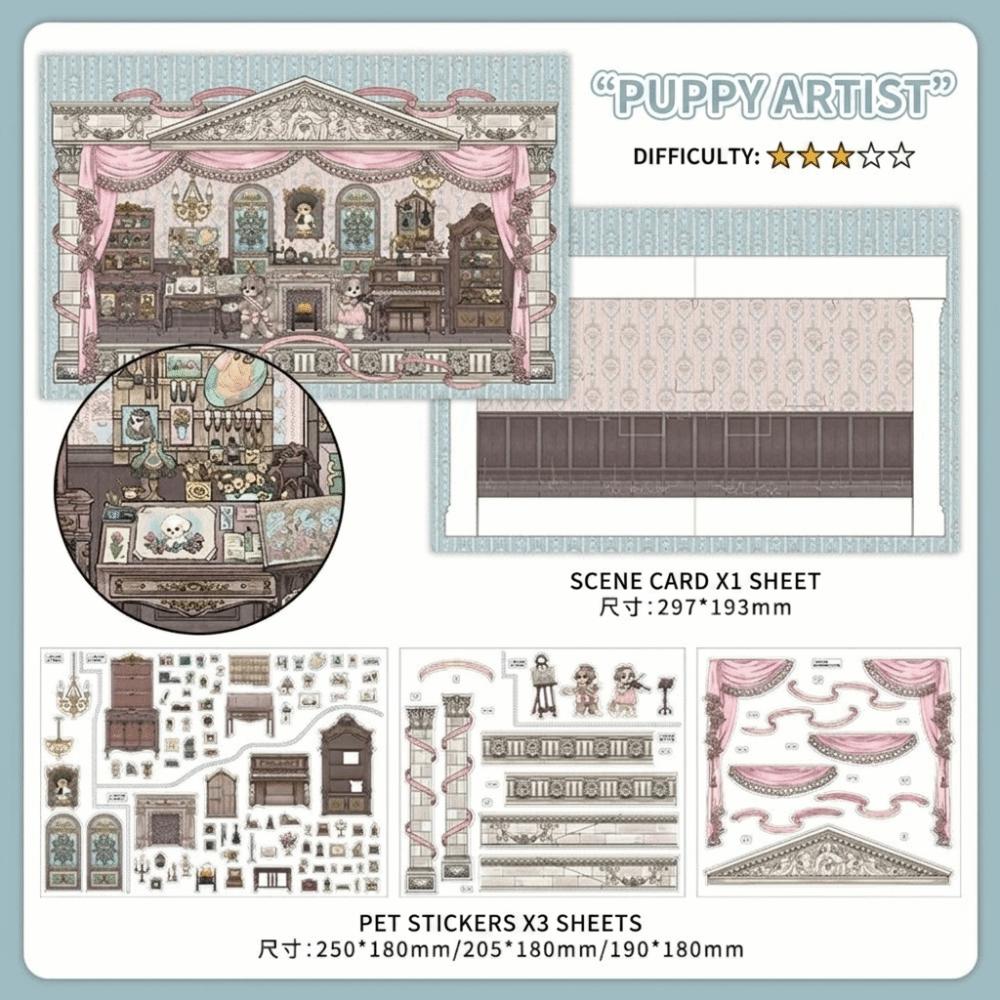 1 Scene Card 3 Sticker Sheets Layered Scene DIY Sticker Set Scrapbook Stickers  DIY Craft Style6