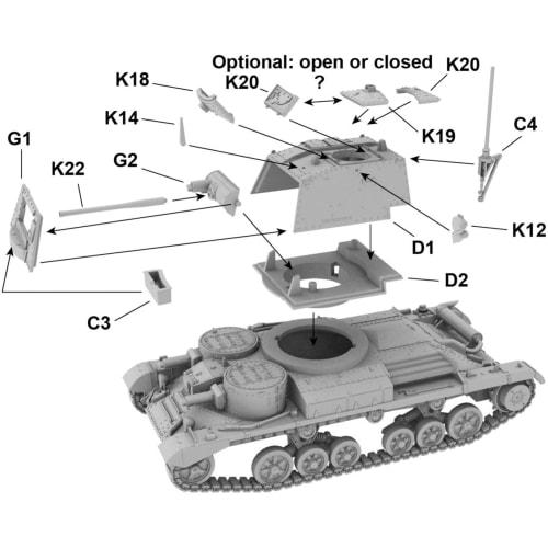 World At War 1/72 British Mark I Cruiser Tank (A9) 2-pounder Gun Plastic Model PW72011