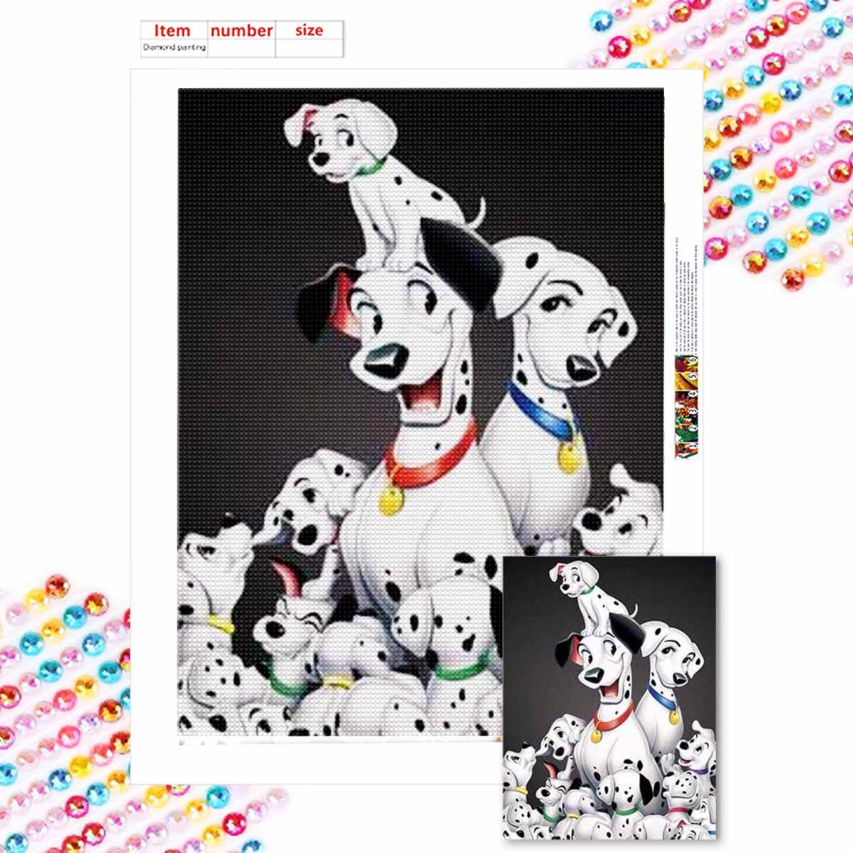 

DIY Diamond Painting Spotted Dog Cross Stitch Kit Mosaic Art Diamond Painting Full Circle Diamond Home Decoration Round 20x30cm