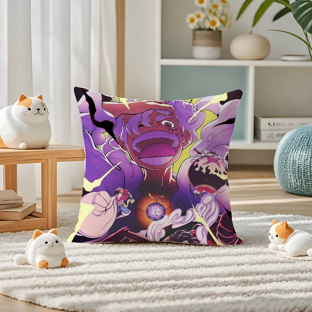 One Piece Gear Five Luffy Anime Plush Pillow Cover Soft Short Plush Cushion Cover For Sofa Bedroom Home Decor Gift Decoration