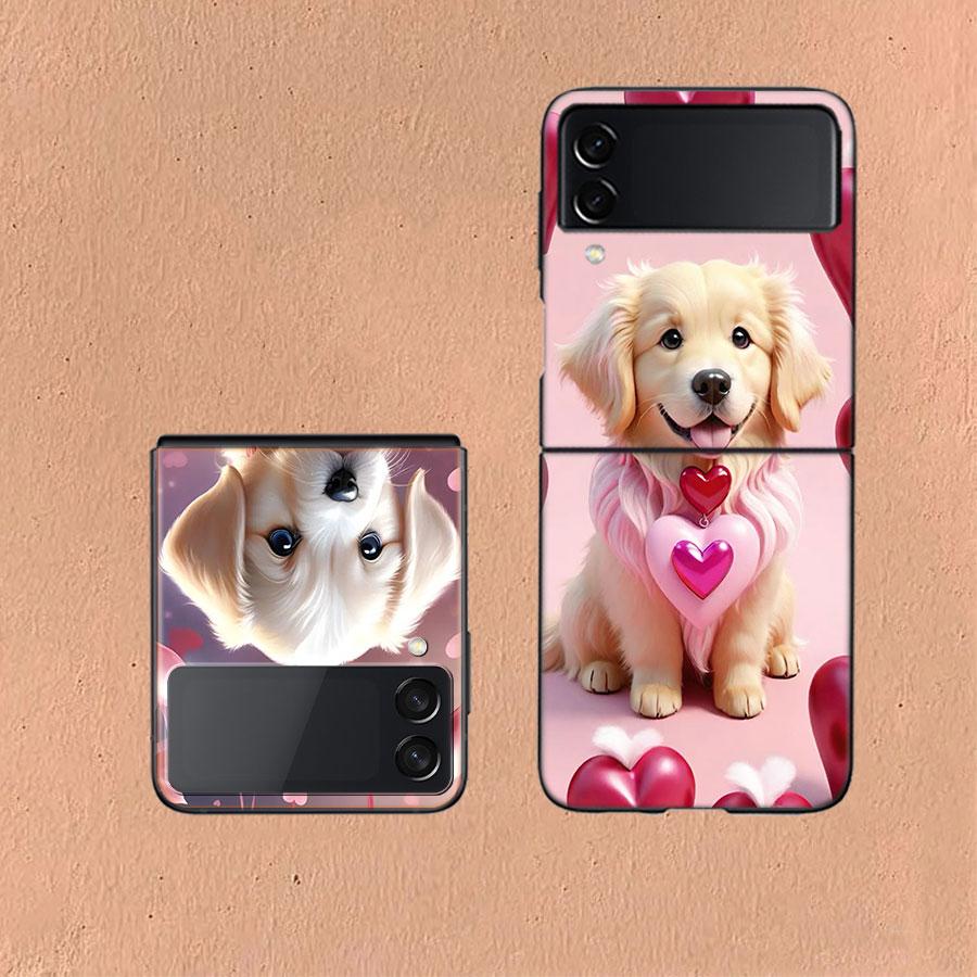 Lovely Puppy Heart Dogs Coque For Samsung Z Flip7 6 Galaxy Case Shockproof Z Flip5 Z Flip3 4 5G Hard Cover Phone TPU PC Hard Fu