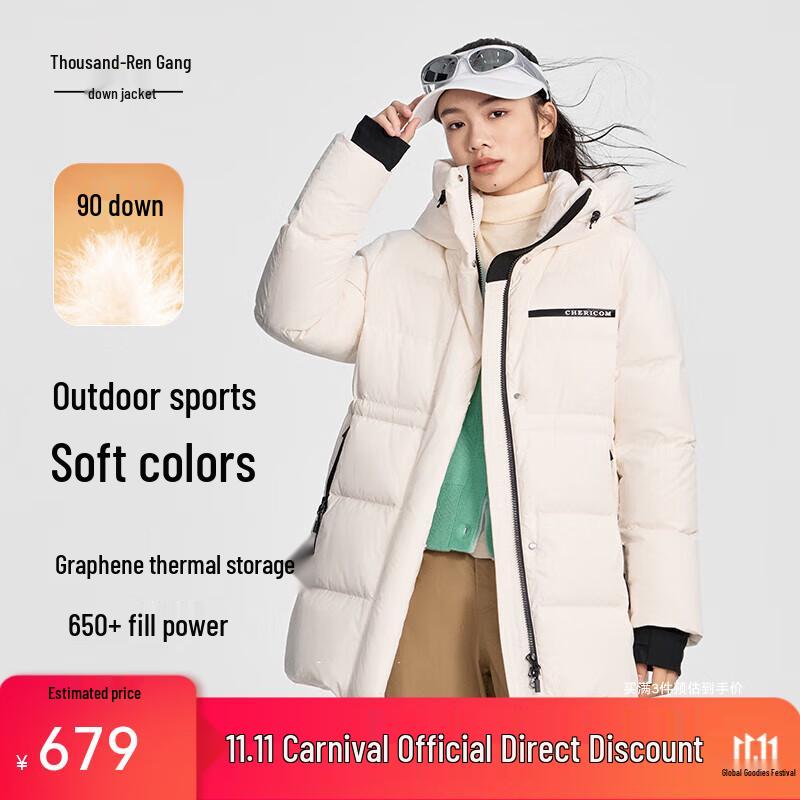 

Qianrengang Women s Mid-Length Hooded Down Jacket XL