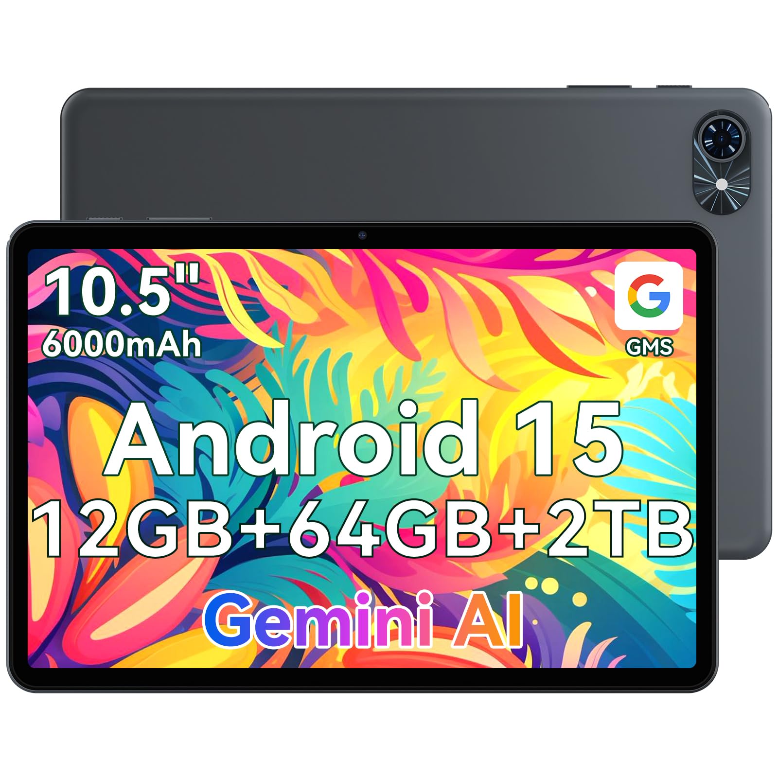 

New Android 15 Tablet T80 AI Tablet with Thin and GMS 6000mAh Incell IPS 5G Bluetooth GMS Wireless Split Japanese Instruction Manual [2025 Arrival] сірий колір