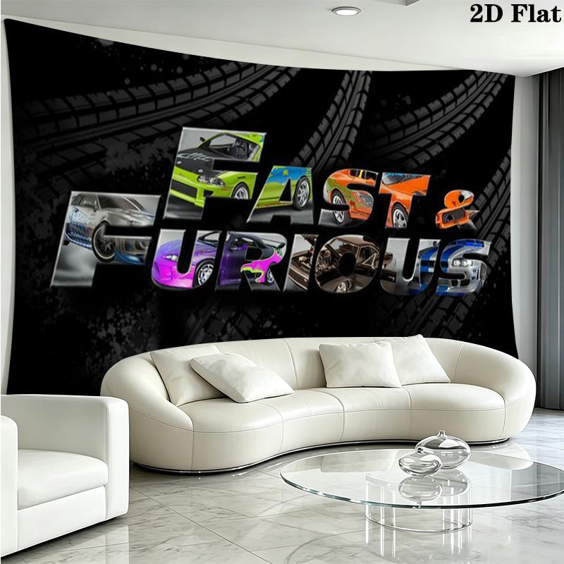 Autorennen Fast Furious Wandteppich Ästhetischer Wandbehang Bedruckter Stoffdecke Dekorative Wandteppiche für Schlafzimmer Wohnzimmer Heimdekoration