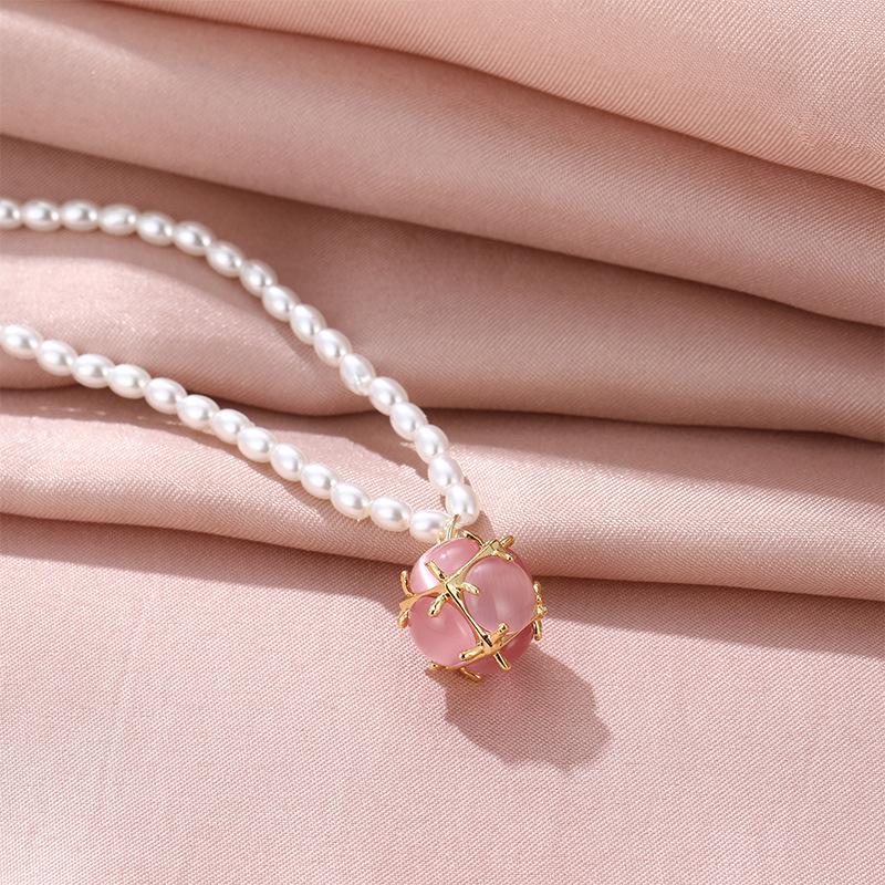 Natural Freshwater Pearl Necklace Women'S High Sense Versatile Temperament Opal Pendant Collarbone Chain