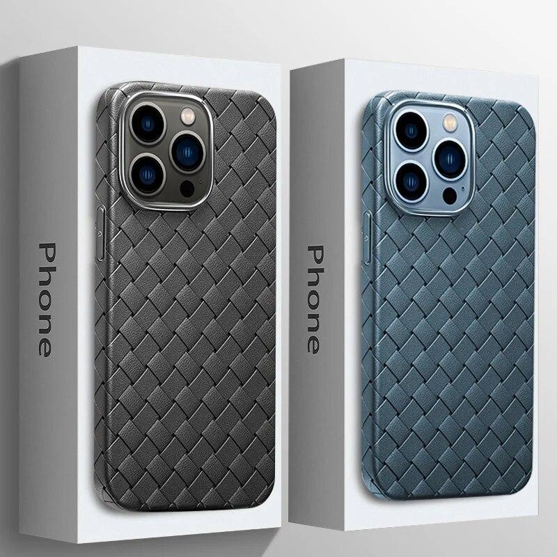 

Противоударный чехол для телефона Business Weave для iPhone 13 12 11 Pro Max X XS Max XR 14Plus, дышащая задняя крышка с рассеиванием тепла