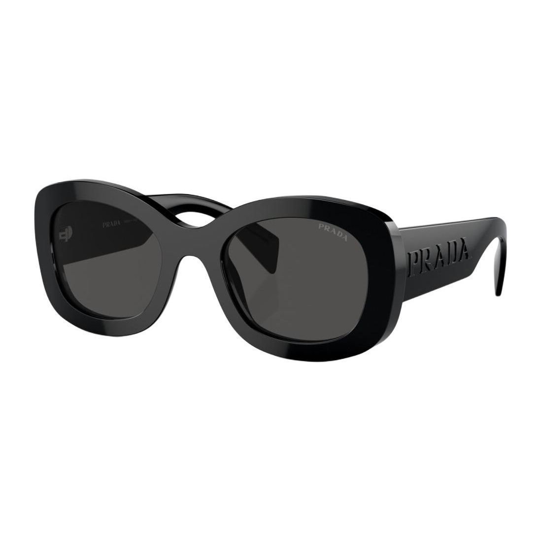 

Prada Oval Sunglasses With Logo Acetate Women sunglasses Black PRA13S1AB5S0 Basic Packaging-Eyeglass Case+Box